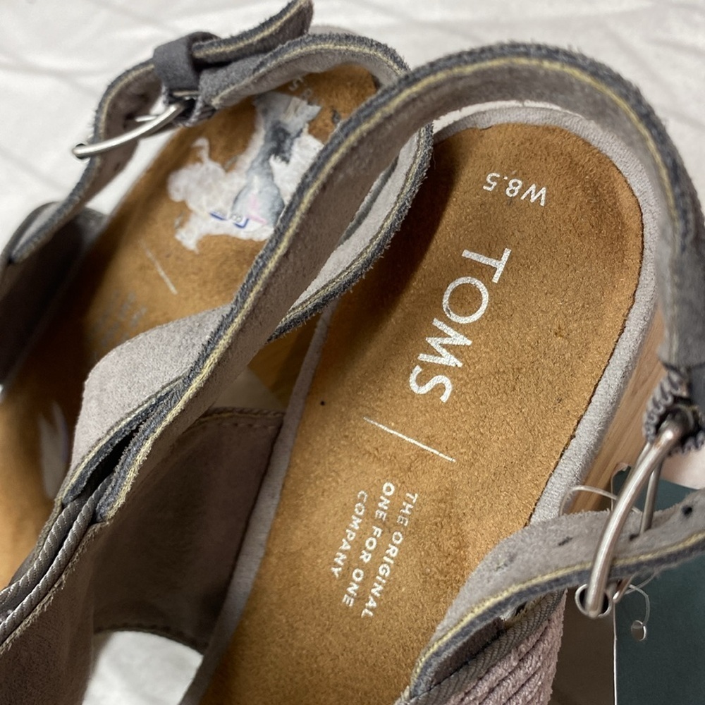 TOMS Poppy Sandal (Women, TOMS‎ Women's Gray Sandals, Highheel Size 8.5 - Picture 2 of 9